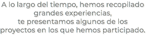 A lo largo del tiempo, hemos recopilado grandes experiencias, te presentamos algunos de los proyectos en los que hemos participado.